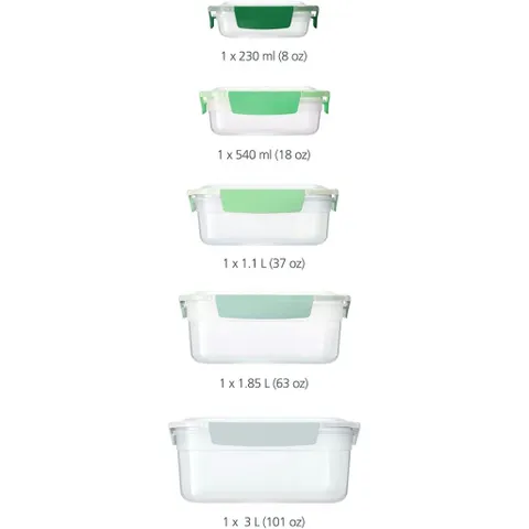Bộ 5 hộp đựng thực phẩm Joseph Joseph 81127 Nest Lock (Editions Sage)