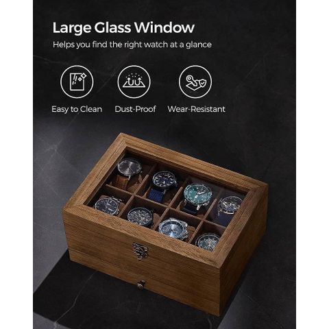 Hộp đựng đồng hồ gỗ Songmics 2 tầng - Đẳng cấp châu Âu