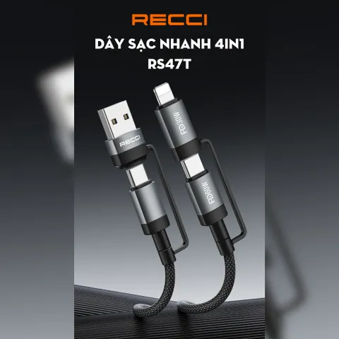 Dây sạc nhanh trên ô tô 4in1 RECCI RS47T
