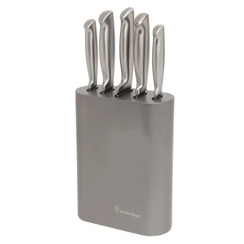 BỘ DAO 6 MÓN Stanley Rogers VERTICAL OVAL METALLIC PEWTER Made in Italia