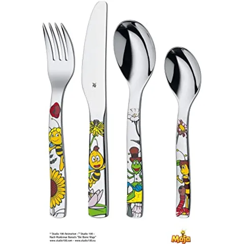 Set dao thìa dĩa trẻ em WMF Minions Children's Cutlery Set 4 Pieces Stainless Steel Cutlery Children from 3 Years