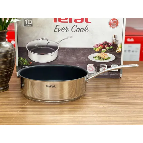 CHẢO QUÁNH CHỐNG DÍNH TEFAL EVER COOK 24CM CÓ NẮP ĐẬY