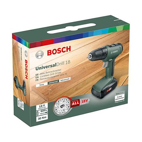 Máy khoan không dây Bosch UniversalDrill 18 2 x 18V 1.5Ah Li-Ion 241 chi tiết