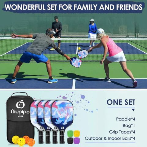 SÉT 4 VỢT PICKLRBALL NIUPIO THƯƠNG HIỆU MỸ