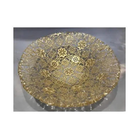 Đĩa sâu lòng Arabesque Centrepiece Gold Leaf IVV - họa tiết hoa vàng