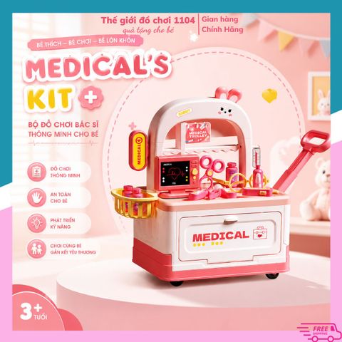 Bộ đồ chơi nhập vai bác sĩ vali kéo 16 chi tiết giúp bé nuôi dưỡng ước mơ làm bác sĩ tương lai