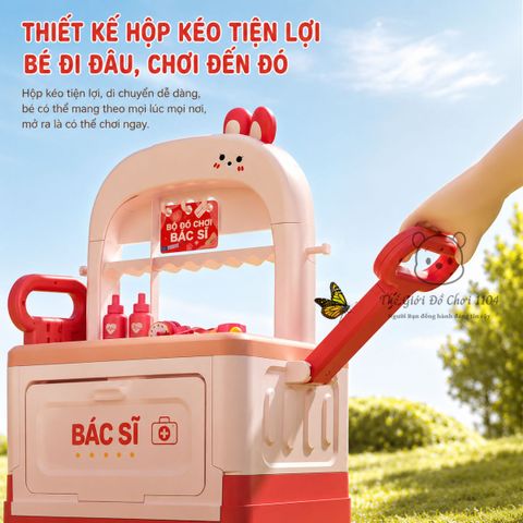 Bộ đồ chơi nhập vai bác sĩ vali kéo 16 chi tiết giúp bé nuôi dưỡng ước mơ làm bác sĩ tương lai