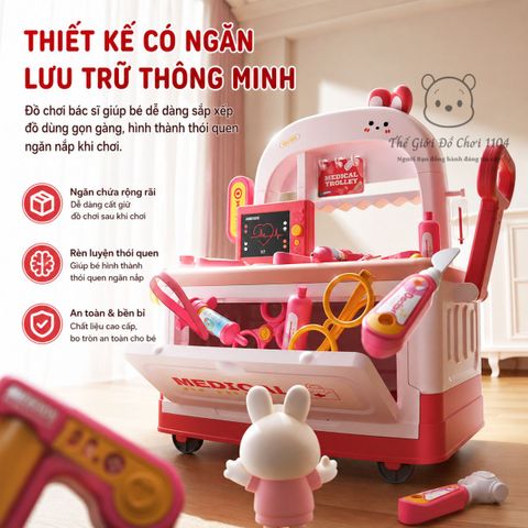 Bộ đồ chơi nhập vai bác sĩ vali kéo 16 chi tiết giúp bé nuôi dưỡng ước mơ làm bác sĩ tương lai