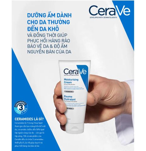 Kem Dưỡng Ẩm CeraVe Dành Cho Da Khô 50ml - Giải Pháp Chăm Sóc Da Khô Mịn Màng, Hấp Thụ Nhanh, Làm Da Tươi Trẻ