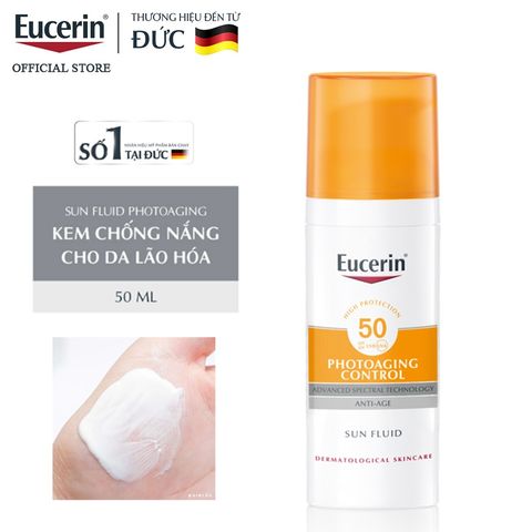 Eucerin Kem Chống Nắng Ngừa Lão Hóa Bảo Vệ Da Trước Tác Hại Tia UV Sun Fluid Photoaging Control SPF50+ 50ml