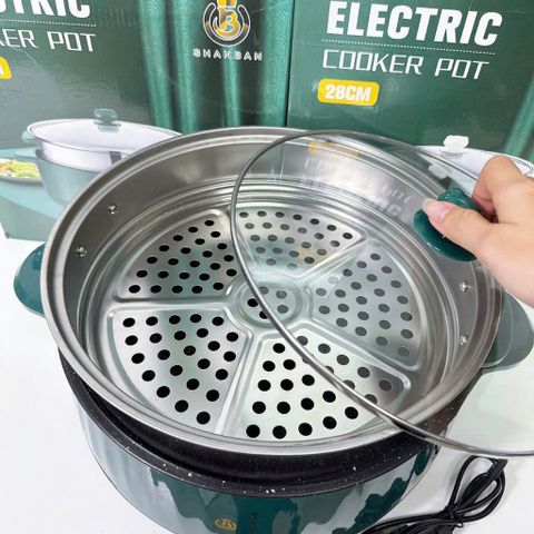 Nồi Lẩu Điện JN-Nút cơ kèm vỉ hấp (TH295)