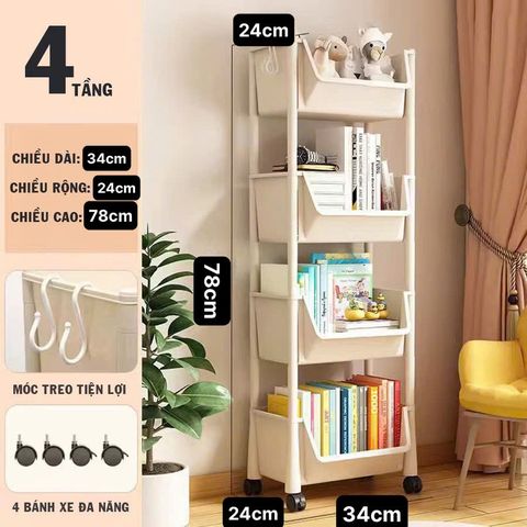Kệ sách 4 tầng bánh xe (TH301)