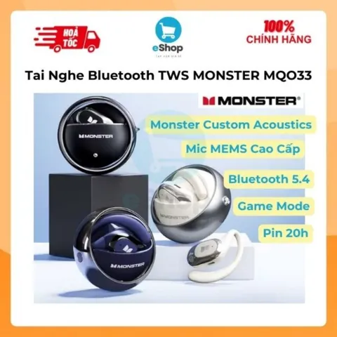 Tai Nghe Treo Vành Tai Bluetooth TWS Monster Maxstar MQO33 Dành Cho Gamming, Thể Thao, Mic MEMS