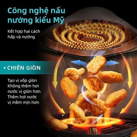 Nồi Chiên Không Dầu Gweich GMA-45M01 Dung Tích 4.5L - Chiên Hấp Đa Năng 2 Trong 1 Nấu Nướng Kiểu Mỹ