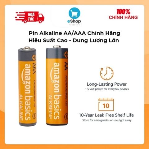 [Vỉ 20 Viên] Pin Kiềm AA/AAA Pin Alkaline Chính Hãng À Má Zôn Basics 1.5V (Pin Tiểu, Pin Đũa) HSD 2033