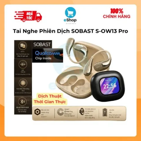 Tai Nghe Bluetooth SOBAST S-OW13 Pro Đeo Vành Tai, Dịch Thuật AI Màn Hình LCD Bluetooth 6.0, ENC