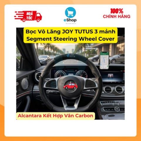 Bọc Vô Lăng JOY TUTUS 3 Mảnh Chất Liệu Alcantara Kết Hợp Vân Carbon Segment Steering Wheel Cover