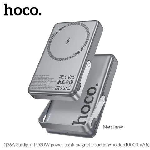 Pin Sạc Dự Phòng Không Dây Từ Tính 10.000mAh Hoco Q36A, Sạc Nam Châm, Sạc Nhanh PD 22.5W Vỏ Kim Loại