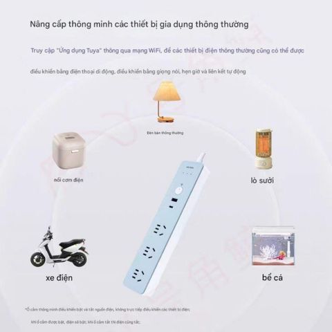 Ổ Điện Thông Minh Wi-Fi DELIXI, Cổng C PD 20W + USB QC 18W + 3 ổ 220V Công Suất 2500W Kết Nối App