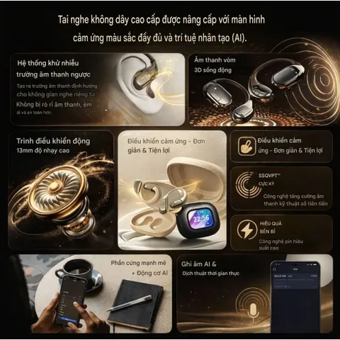 Tai Nghe Bluetooth SOBAST S-OW13 Pro Đeo Vành Tai, Dịch Thuật AI Màn Hình LCD Bluetooth 6.0, ENC