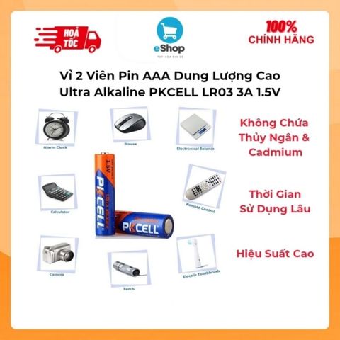 [Combo 10 viên] Pin AAA - Pin Đũa Dung Lượng Cao Ultra Alkaline PKCELL LR03 3A 1.5V Tuổi Thọ Cao