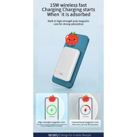 Pin Sạc Dự Phòng Không Dây Tích Hợp Nam Châm Wiwu Snap Cube 10000mAh 22.5W, Sạc Không Dây 15W