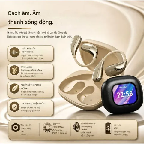 Tai Nghe Bluetooth SOBAST S-OW13 Pro Đeo Vành Tai, Dịch Thuật AI Màn Hình LCD Bluetooth 6.0, ENC