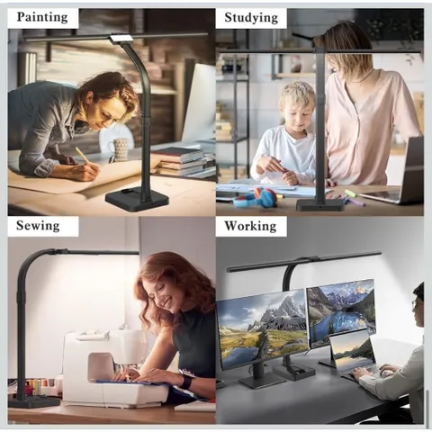 Đèn LED Bàn 2 Đầu TD01 Chân Đế/ Kẹp Thành Bàn 5 Mức Sáng, 5 Chế Độ Màu, Hẹn Giờ, Có Remote, Cổ Ngỗng