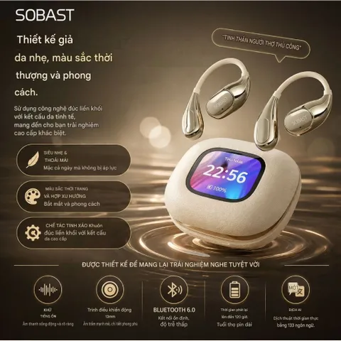 Tai Nghe Bluetooth SOBAST S-OW13 Pro Đeo Vành Tai, Dịch Thuật AI Màn Hình LCD Bluetooth 6.0, ENC
