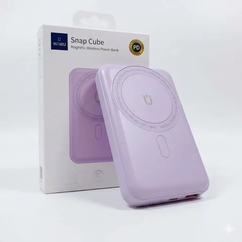 Pin Sạc Dự Phòng Không Dây Tích Hợp Nam Châm Wiwu Snap Cube 10000mAh 22.5W, Sạc Không Dây 15W
