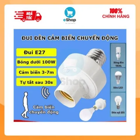 Đui Đèn Cảm Biến Radar Chuyển Động Tự Bật Tắt E27 Tự Sáng Khi Có Người Đến Gần, Khoảng Cách 3m-7m