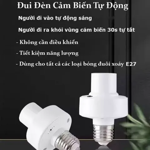 Đui Đèn Cảm Biến Radar Chuyển Động Tự Bật Tắt E27 Tự Sáng Khi Có Người Đến Gần, Khoảng Cách 3m-7m