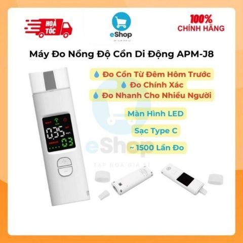 Máy Đo Nồng Độ Cồn Di Động APM-J8 Đo Nhanh Chính Xác Cho Nhiều Người, Sạc Type C