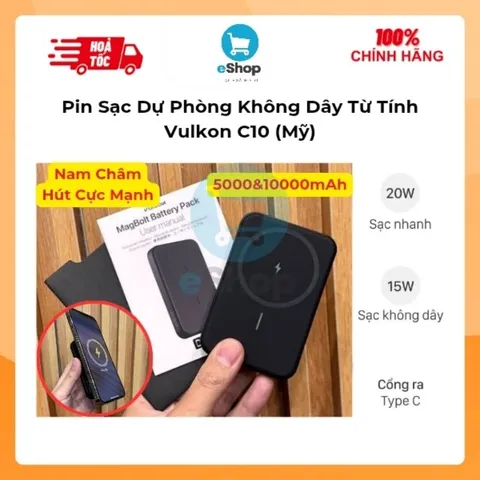 Pin Sạc Dự Phòng Không Dây Từ Tính Vulkon / Arun WX01-190 5.000mAh, Sạc Nam Châm, Sạc Nhanh PD 20w
