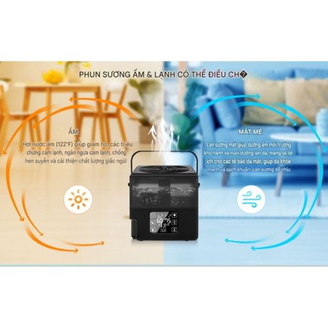 Máy Phun Sương Tạo Ẩm Siêu Âm Nóng/Lạnh Ultrasonic Humidifie Khuếch Tán Tinh Dầu Kèm Điều Khiển