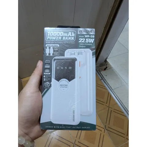 Pin Sạc Dự Phòng Wekome WP-59 Dung Lượng 10000/ 20000mAh PD 22.5W Liền Cáp iPh + Type C Màn Hình Led 737338
