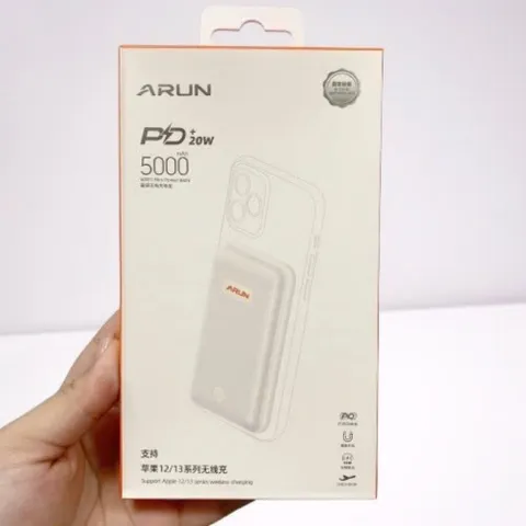 Pin Sạc Dự Phòng Không Dây Từ Tính ARUN WX01-190 5000mAh - Sạc Không Dây 10W, Sạc Nhanh Type C 20W