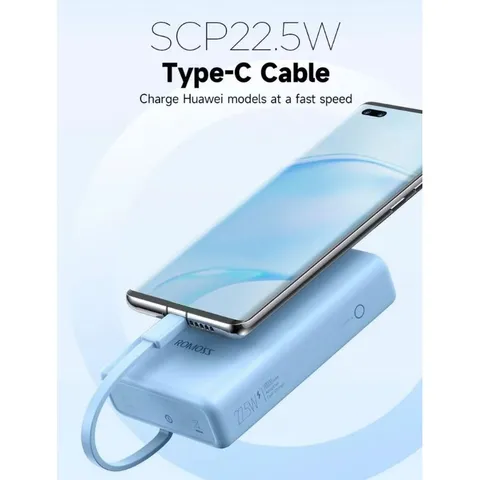 Pin Sạc Dự Phòng 20.000mAh Sạc Nhanh 22.5W ROMOSS PAC20 Màn Hình LED, Liền Cáp L & C