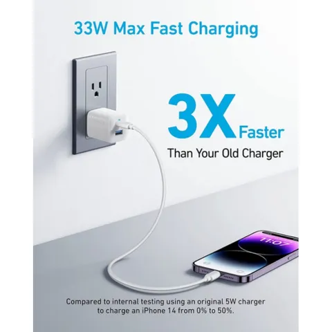 Củ Sạc Nhanh PD 33W ANKER 323 -  A2331 PowerIQ 3.0, 1 Cổng Type C + 1 Cổng USB
