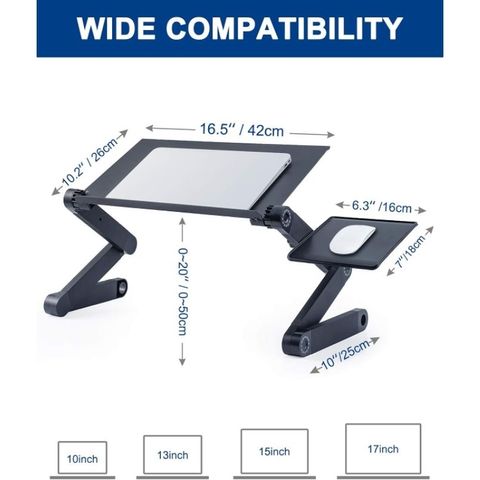Bàn Laptop Di Động RAINBEAN ( Hàng À má zôn ) Hợp Kim Nhôm, Kèm Bàn Di Chuột, Có Thể Gập Gọn