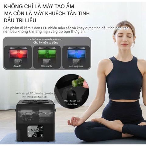 Máy Phun Sương Tạo Ẩm Siêu Âm Nóng/Lạnh Ultrasonic Humidifie Khuếch Tán Tinh Dầu Kèm Điều Khiển