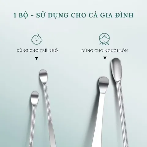 Combo 2 Bộ Dụng Cụ Lấy Ráy Tai 6 Món Bằng Thép Không Gỉ Kèm Bao Da Có Móc Khoá Tiện Lợi