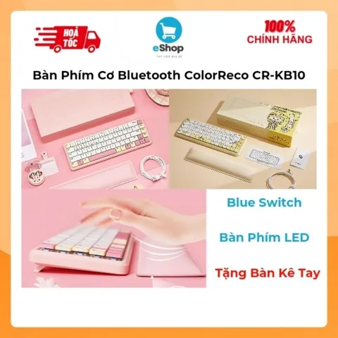 Bàn Phím Cơ Bluetooth ColorReco CR-KB10 - Blue Switch, Kết Nối 3 Mode, Hỗ Trợ Mọi HĐH Win, Android Và Nhà Táo