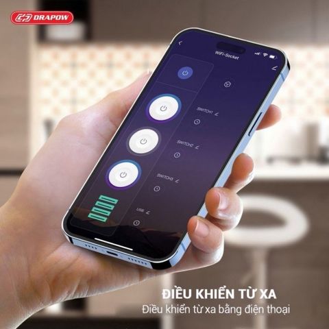 Ổ Cắm Điện Wifi Thông Minh Kết Nối App Drapow SK25 3 Ổ Cắm Điện 2500W + 1 Cổng PD 30W + 3 USB A