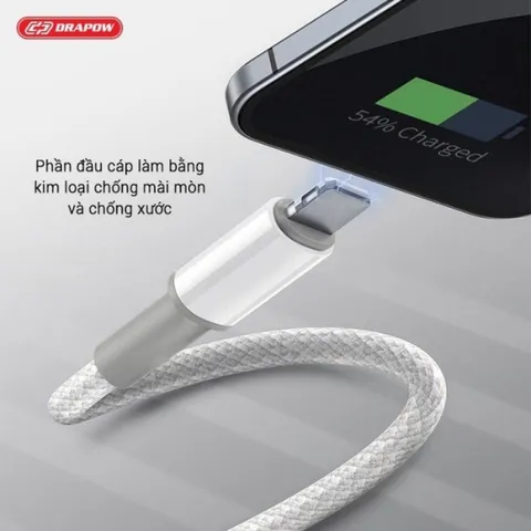 Cáp Sạc Nhanh Cổng C 3 Đầu DRAPOW CX02/CX03 ( Type-C to L+ L + C/ C + C + L ) Dây Dù, Chuôi Cáp Đúc