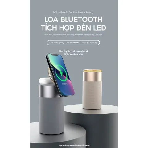 Loa Leju Bluetooth WIWU Wi-W022 Kiêm Sạc Không Dây 15W Đèn Ngủ Cảm Ứng