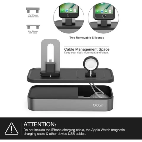 Dock Sạc Đa Năng Oittm Cho lP, lPad và Áp Bồ Watch - 5 Cổng USB, Hợp Kim Nhôm Và ABS ( Hàng À Má Zôn)