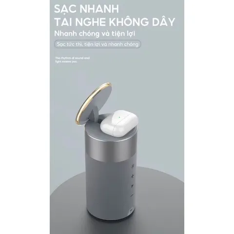Loa Leju Bluetooth WIWU Wi-W022 Kiêm Sạc Không Dây 15W Đèn Ngủ Cảm Ứng