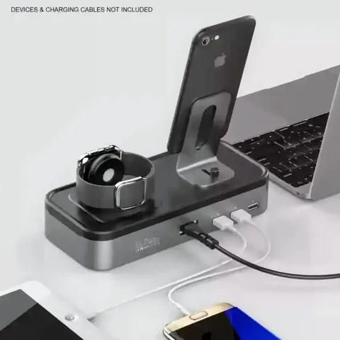 Dock Sạc Đa Năng Oittm Cho lP, lPad và Áp Bồ Watch - 5 Cổng USB, Hợp Kim Nhôm Và ABS ( Hàng À Má Zôn)