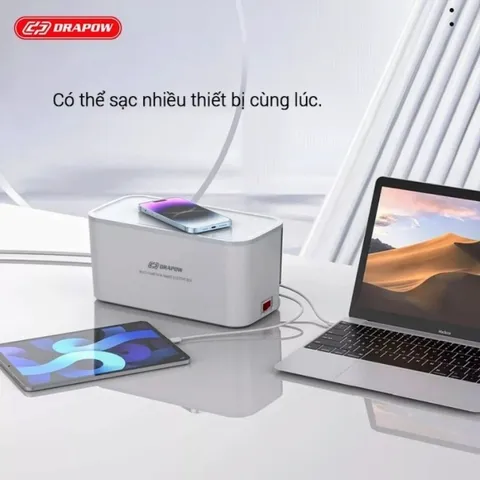 Hộp Ổ Điện Thông Minh Drapow SK26/SK27, 5 Ổ Cắm 220v, 2 Cổng USB A 18W + Cổng Sạc Type C 20W, SK26 Sạc Không Dây 15w